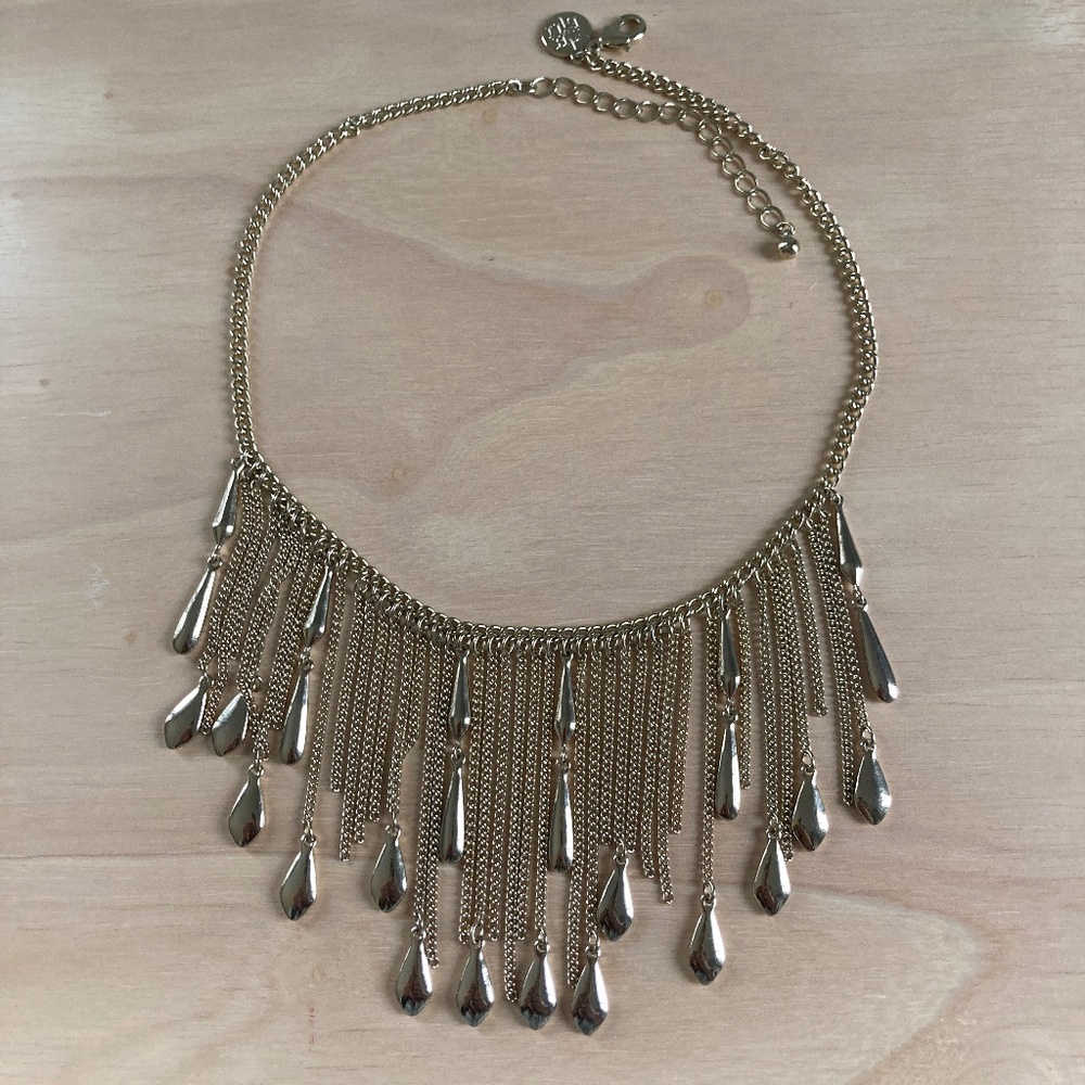 White House Black Market Gold Fringe Necklace